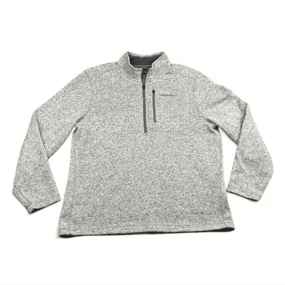 Eddie Bauer Sweater Heather Gray Fleece 1/4 Quarter Zip Thermal Size 2XB - Picture 3 of 4